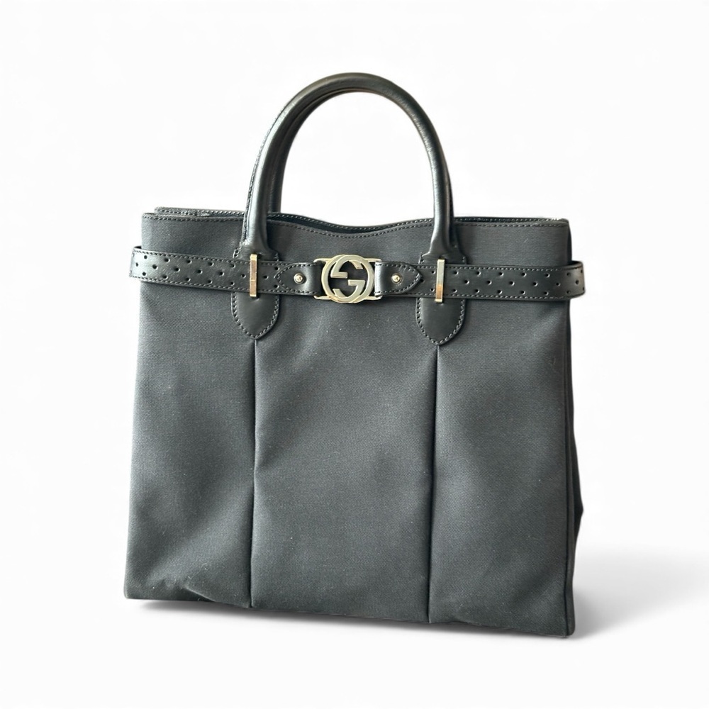 Gucci Tom Ford Era black Canvas and Leather Tote bag like new